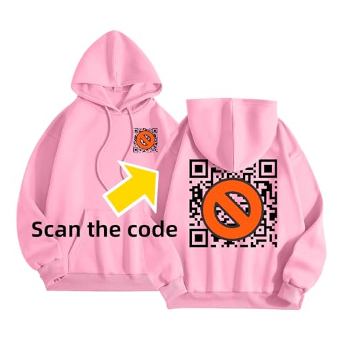 Fuck You Qr Code Hoodie Backprint, Y2K Funny Fu Qr Code Hoodies Teenager I Love My Girlfriend Shirt Lustig Qr Code Pullover Mit Kapuze Rosa M von LKRSEEF