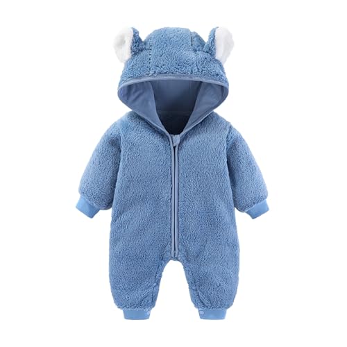 Halloween Kostüm Baby Black Friday Deals 2024 Unisex Baby Overall Kostüm Junge Cute Baby Romper Mädchen Warm Fleece Strampler mit Kapuze 0-24 Monate Kinder Winter Schneeanzüge 03 Himmelblau 73 von LKRSEEF