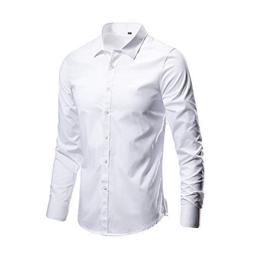 Hemd Herren Regular Fit Bügelfrei Mit Geradem Schnitt Businesshemden Und Freizeithemden Für Männer Anzug Hemd Business Slim Fit Langarm Herrenhemd Stretch Hemd Modische Casual Herren Weiß L von LKRSEEF