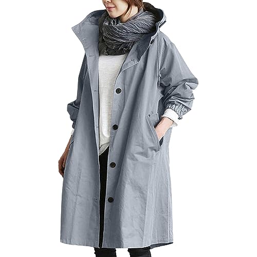 Herbst Mantel Damen, cordjacke Damen, Damen-Mäntel Mantel Damen Herbst Windbreaker Damen Windjacke Damen Winddicht Atmungsaktiv Leichte Outdoorjacke Herbst Übergangsjack Hellblau XL von LKRSEEF