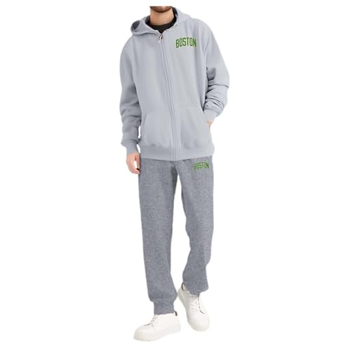 Jogginganzug Herren, Klassische einfarbige Farbe Trainingsanzug Mit Stilvoller Brief Print Hausanzug Für Herren Gym Warm Tracksuit 01 Grau M von LKRSEEF