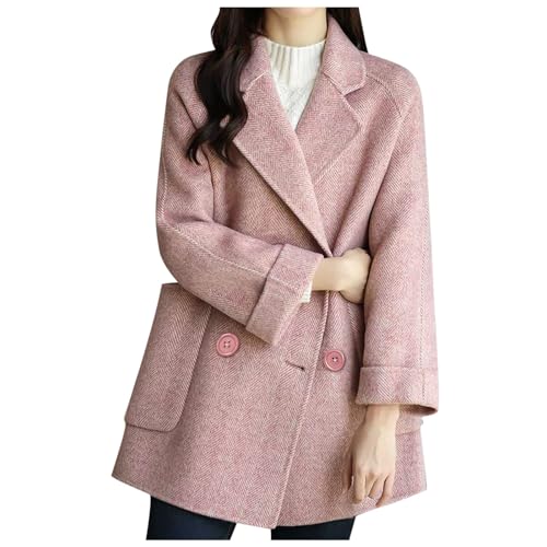 Kurzmantel Damen， Kurzmantel Wolle Damen， Mantel Damen Herbst Wollmantel Damen Winter， Damen-Mäntel Übergangsjacke Damen Lang Herbstjacke Damen Elegant Wintermantel Damen Wolljacke Damen Rosa XL von LKRSEEF