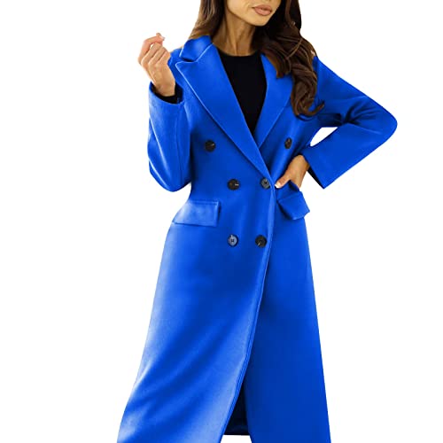 Kurzmantel Damen, Mehrere Stile Damen-Mäntel Modischer Mittellanger Wollmantel Mit Lässigem Anzugkragen Für Damen Mantel Damen Herbst Windbreaker Damen Windjacke Damen 09 Blau M von LKRSEEF