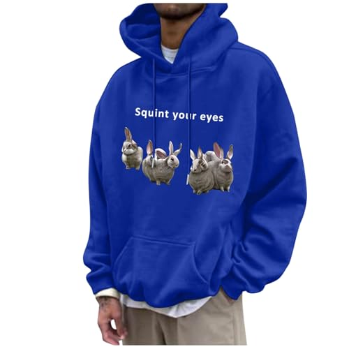 LKRSEEF 2024 männer - Modisches, Vielseitiges Und Lustiges „Squint Your Eyes“ Sweatshirt für Herren Ohne Kapuze 01 Blau L von LKRSEEF