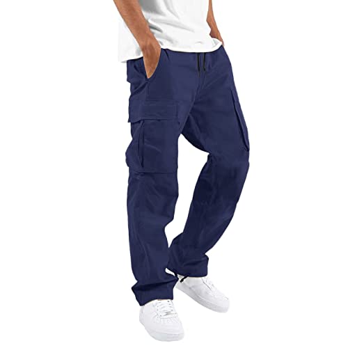 LKRSEEF Arbeitshosen Männer, Baggy Freizeit Cargohose Outdoor Multi-Pocket Wanderhose Marine 3XL Flared Jeans Cargo Hosen Activewear Leinenhose Herren dschungelcamp kostüm Leinenhose Herren lang von LKRSEEF