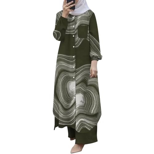 LKRSEEF Damen Muslimische Kleidung 02 Armeegrün XL Muslimische Anzug Islamische Ramadan Kaftan Gebetskleidung für Frauen Kleid kurani kerim maxikleid Burka islamische Geschenke arabische khimar von LKRSEEF