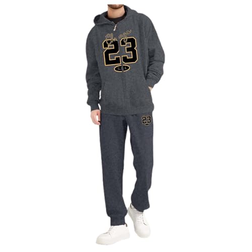 LKRSEEF Jogginganzug Herren, Trainingsanzug Mit Basketballstar Nummern Print Hausanzug Für Herren Gym Warm Tracksuit 01 Dunkelgrau L von LKRSEEF