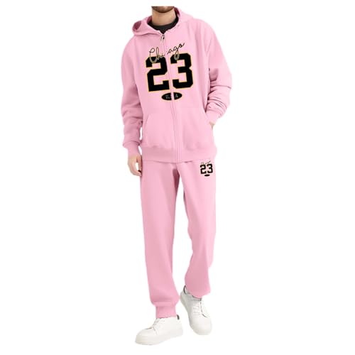 LKRSEEF Jogginganzug Herren, Trainingsanzug Mit Basketballstar Nummern Print Hausanzug Für Herren Gym Warm Tracksuit 01 Rosa S von LKRSEEF