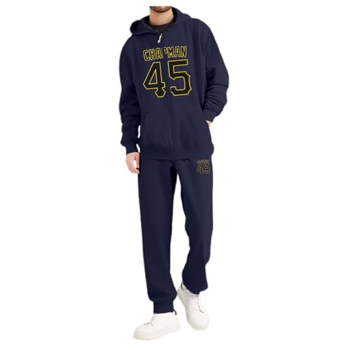 LKRSEEF Jogginganzug Herren, Trainingsanzug Mit Basketballstar Nummern Print Hausanzug Für Herren Gym Warm Tracksuit 03 Marine M von LKRSEEF