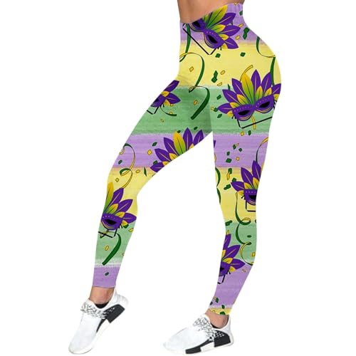 LKRSEEF Scrunch Butt Leggings Damen, Bunt Bedruckte Modische High Waist Booty Lifting Po Push Up Gym Sporthose Seamless Yogahose 01 Gelb S von LKRSEEF