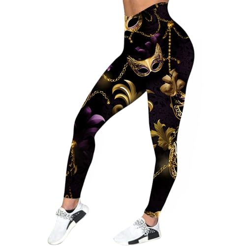 LKRSEEF Scrunch Butt Leggings Damen, Bunt Bedruckte Modische High Waist Booty Lifting Po Push Up Gym Sporthose Seamless Yogahose 05 Gold S von LKRSEEF