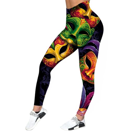 LKRSEEF Scrunch Butt Leggings Damen, Bunt Bedruckte Modische High Waist Booty Lifting Po Push Up Gym Sporthose Seamless Yogahose 05 Grün M von LKRSEEF