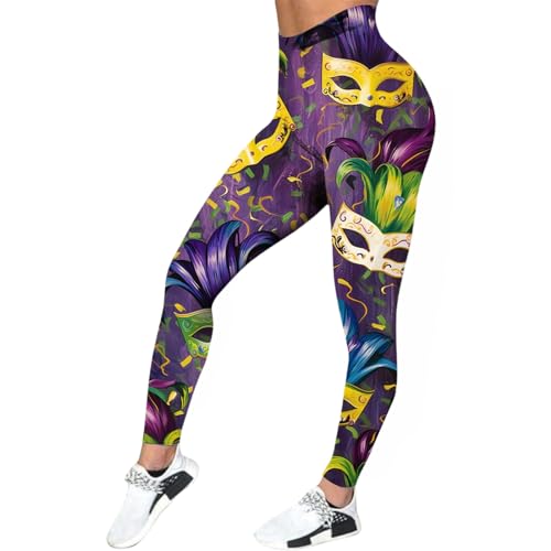 LKRSEEF Scrunch Butt Leggings Damen, Bunt Bedruckte Modische High Waist Booty Lifting Po Push Up Gym Sporthose Seamless Yogahose 05 Lila L von LKRSEEF