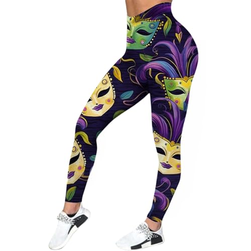 LKRSEEF Scrunch Butt Leggings Damen, Bunt Bedruckte Modische High Waist Booty Lifting Po Push Up Gym Sporthose Seamless Yogahose 06 Lila S von LKRSEEF