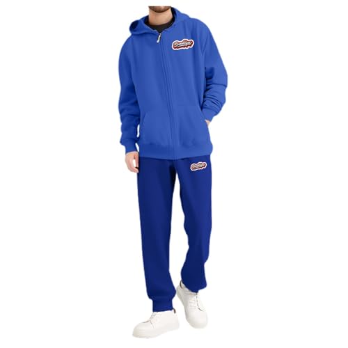 LKRSEEF Trainingsanzug Herren, Jogginganzug Mit Stilvoller Brief Print Hausanzug Für Herren Gym Warm Tracksuit 02 Blau S von LKRSEEF