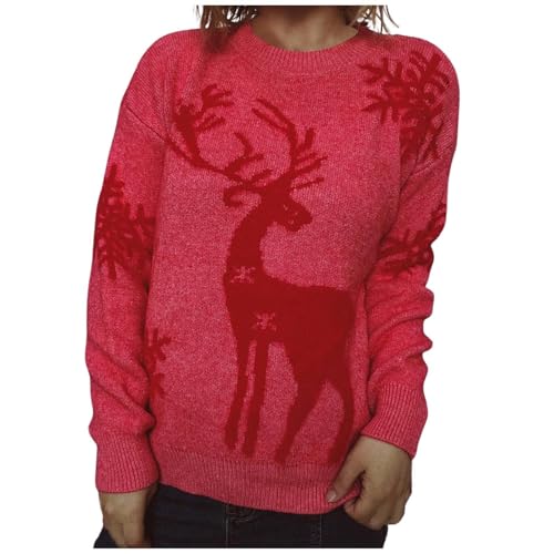 Mantel Damen Herbst, Dutzende Stile Weihnachtspullover Damen Pullover Damen Herbst Outfit Y2k Strickpullover Damen Langarm Pulli Damen Ugly Christmas Sweater Damen 26 Rot S von LKRSEEF