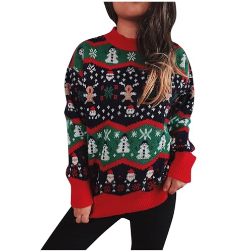 Mantel Damen Herbst, Dutzende Stile Weihnachtspullover Damen Pullover & Strickjacken Für Damen Herbst Outfit Strickpullover Damen Langarm Pulli Damen Ugly Christmas Sweater Damen 02 Rot S von LKRSEEF