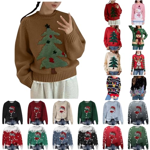 Prime, Christmas Pullover Damen//Weihnachtspullover Damen Basic Pullover Damen Herbst Outfit Strickpullover Damen Langarm Pulli Damen Ugly Christmas Sweater Damen 05 Dunkelgrau 3XL von LKRSEEF