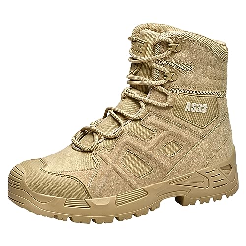 Sportschuhe Herren, 2024 Herren-High-Top-Stiefeletten, Modische Und Einfache Schnür-Wanderstiefel Mit Dicker Sohle Winterschuhe Herren Arbeitsschuhe Winter Boots Men Khaki 45 von LKRSEEF