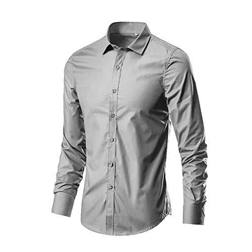 Stehkragen Hemd Herren Langarm Slim Fit Modische Herrenhemden Hemden Bügelfrei Smoking Hemd Anzug Herren Regular Comfort Fit Trainingsanzug Hemden Herren Grau 3XL von LKRSEEF