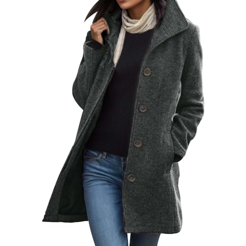 Trenchcoat Damen kurz, Mehrere Stile Mantel Damen Herbst Damen-Mäntel Windbreaker Damen Windjacke Damen Winddicht Atmungsaktiv Leichte Outdoorjacke Herbst Übergangsjack 04 Grau M von LKRSEEF