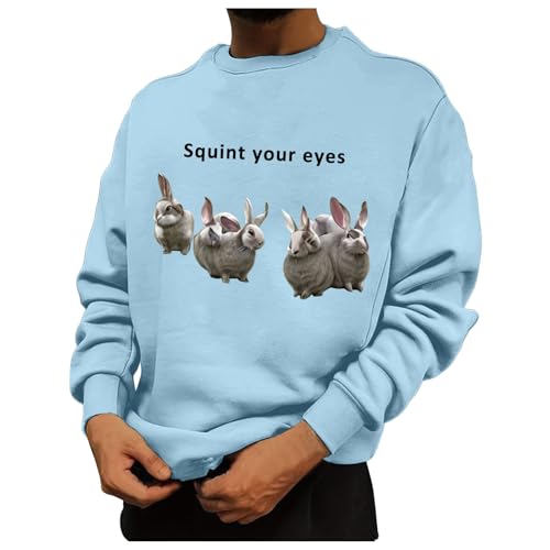 Weihnachten 2024 Geschenke für männer - Modisches, Vielseitiges Und Lustiges „Squint Your Eyes“ Hoodie für Herren 02 Hellblau S von LKRSEEF