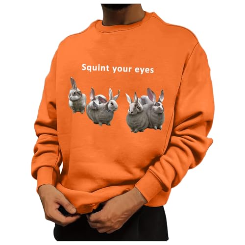 Weihnachten 2024 Geschenke für männer - Modisches, Vielseitiges Und Lustiges „Squint Your Eyes“ Hoodie für Herren 02 Orange M von LKRSEEF