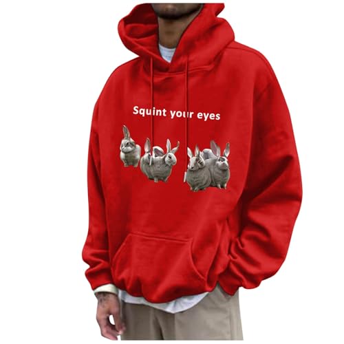 Weihnachten 2024 Geschenke für männer - Modisches, Vielseitiges Und Lustiges „Squint Your Eyes“ Sweatshirt für Herren Ohne Kapuze 01 Rot 3XL von LKRSEEF