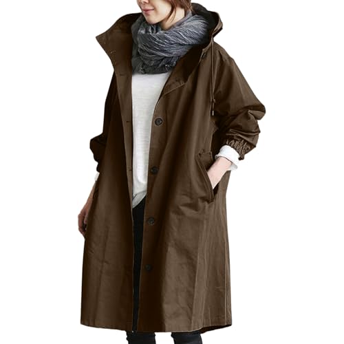 Wolljacke Damen, Kurzmantel Wolle Damen, Windbreaker Damen Mantel Damen Herbst Windjacke Damen Winddicht Atmungsaktiv Leichte Outdoorjacke Herbst Übergangsjack Damen-Mäntel 04 Kaffee M von LKRSEEF