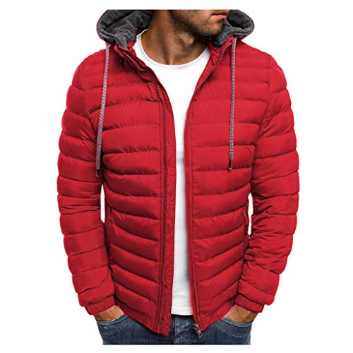 blitzangebote, Herren Jacke Basic Übergangsjacke Warm Winterjacke Casual Steppjacke Daunenjacken Mit Kapuze Outdoor Arbeitsjacke Softshelljacke Für Herren Herbst Winter 002 Rot M von LKRSEEF