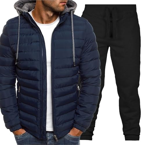 blitzangebote, Herren Jacke Basic Übergangsjacke Warm Winterjacke Casual Steppjacke Daunenjacken Mit Kapuze Outdoor Arbeitsjacke Softshelljacke Für Herren Herbst Winter 01 Marine S von LKRSEEF