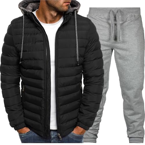 blitzangebote, Herren Jacke Basic Übergangsjacke Warm Winterjacke Casual Steppjacke Daunenjacken Mit Kapuze Outdoor Arbeitsjacke Softshelljacke Für Herren Herbst Winter 03 Schwarz L von LKRSEEF