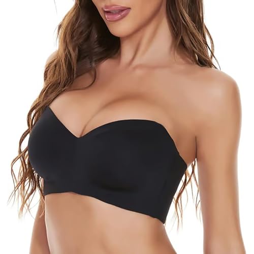 LLDYAN Full Support Non-Slip Convertible Bandeau Bra, Strapless Push up Bra, Non Padded Strapless Bra (Black,32(DDD) F) von LLDYAN