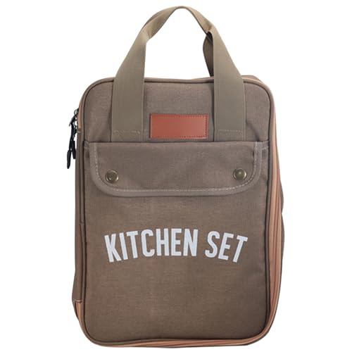 Camping-Kochgeschirr-Essstäbchen-Tasche, leicht, Reise-Küchenutensilien-Tasche, Kochgeschirr-Aufbewahrung, Bestecktasche, Kleinteile-Organizer, khaki von LLHCF