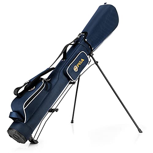 Golf-Standtasche, leichte Golf-Tragetasche, organisierte, einfach zu verstauende Sonntagstasche, Reisetasche, Schwarz/Blau, für 6–7 Schläger (blau) von LLMTYO