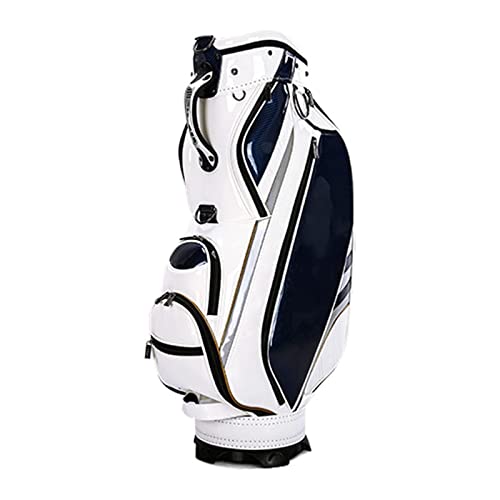 Golf-Standtasche mit 5-Wege-Unterteilungen, Golf-Reisetasche für Männer und Frauen, leicht zu tragen, platzsparende Golfschlägertaschen (Farbe: Schwarz) (Weiß) von LLMTYO