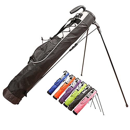 Pitch and Putt Golf Leichte Stand-Tragetasche, Sunday Pencil Golf Bag, 0,77 kg (Schwarz, Grün, Rosa, Blau, Orange, Lila) (Schwarz) von LLMTYO