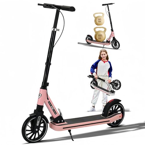 200MM Vollgummireifen Scooter mit Doppeltem Bremssystem, Faltbar und Höhenverstellbar Kinder Roller für Jungen und Mädchen ab 6 Jahren C von LLNWDNB