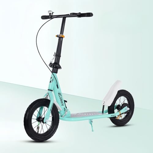 City Roller Kickscooter 290mm XXL Big Wheel Scooter Erwachsene, Klappbarer Cityroller mit Handbremse und Bremse für Erwachsene und Kinder, 150 kg Tragkraft A von LLNWDNB