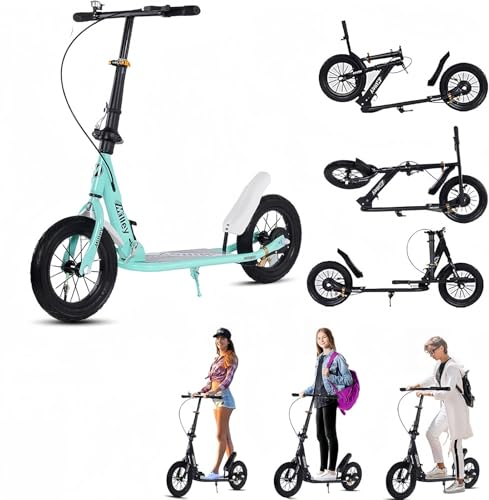 City Roller Kickscooter Erwachsene, 290mm Big Wheel Scooter, Klappbarer Cityroller mit Handbremse und Bremse, Höhenverstellbar, 150 kg Tragkraft D von LLNWDNB