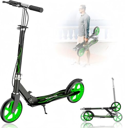 Cityroller Adults Scooter Höhenverstellbar, Tretroller für Erwachsene, Easy Maneuvering Aluminium Klappbarer City Roller with up to 100 kg Load Capacity B von LLNWDNB