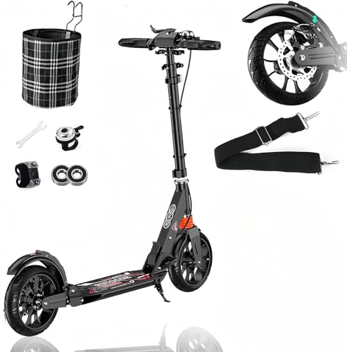 Cityroller Erwachsene Big Wheel Scooter mit Doppelbremse, Doppelfederung Zuladung 150KG, Jugend-Erwachsenenroller Stylischer Pendler-Klapproller A von LLNWDNB