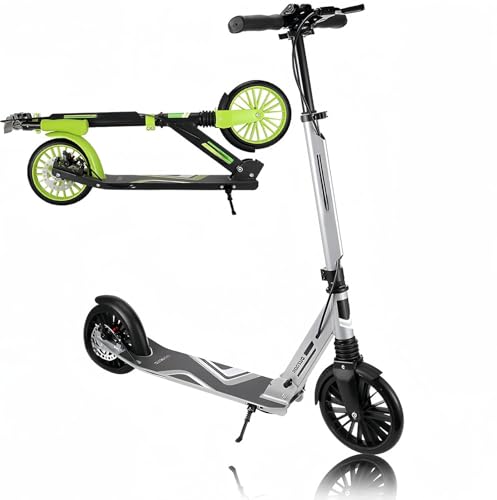 Cityroller Tretroller Scooter Stoßdämpfer | Höhenverstellbar Klappbar Kickscooter mit Big Wheel Räde für Jungen und Mädchenab 8y B von LLNWDNB