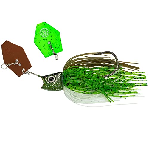 LMAB Chatterbait KÖFI Multi Vibe 1/0 & 5/0 - Angelköder Kunstköder - Blade Bait für: Zander, Barsch & Hecht - Hechtköder Barschköder (5/0-14 Gramm, Green Pumpkin) von LMAB