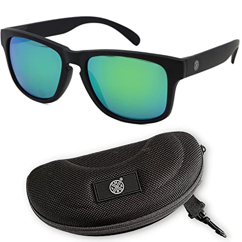 LMAB Schwimmende Polbrille, Polarisationsbrille zum Angeln, Modell Sclera verspiegelt mit Etui und Tasche, Farbe Black/Emerald Revo 91 LMAB Schwimmende Polbrille, Polarisationsbrille zum Angeln, Modell Sclera verspiegelt mit Etui und Tasche, Farbe Black/Emerald Revo 91 von LMAB