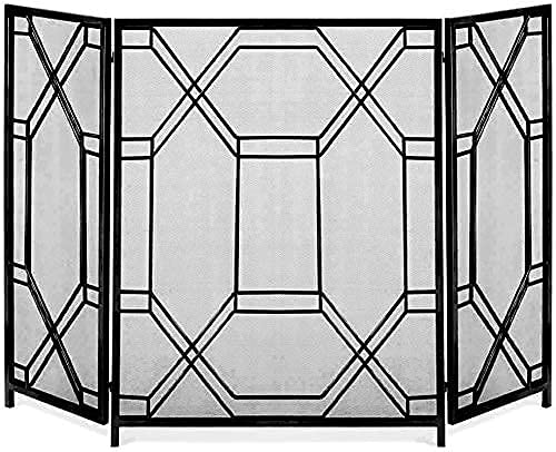 Funkenschutz, 3-Panel-Kaminschutz, Kamintüren, Schmiedeeisen, rustikales, abgenutztes Finish, Netzgewebe, für den Innenbereich, großer flacher Schutz, Heimdekoration, Gasherd-Zubehör It's so kind of von LMAYYLD