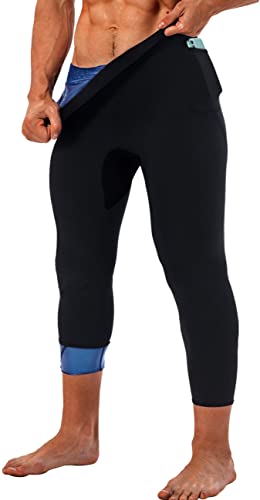 LMCOB Kurze Hose für Herren, Thermo-Leggings, Saunahose, Kompressionshose, hohe Taille, für Fitnessstudio, Polymerhose, Workout, Fitness, Bodyshaper, Saunaanzug, Netzstoff-Schritt (BH7001-01-XL) von LMCOB