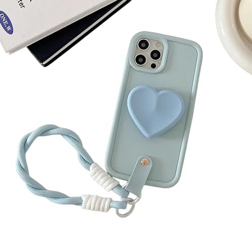 LMFKDA Handyhülle 3D Love Stand Mit Anti-Lost Lanyard Kette Telefon Fall Für 1phone 15 14 11 13 Pro Max-1phone 15 Plus-blau von LMFKDA