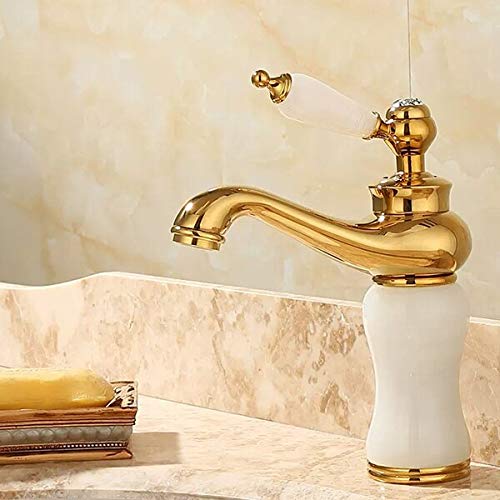 Badezimmer-Wasserhahn, Messing- und Jade-Wasserhahn, Badezimmer-Waschbecken-Wasserhahn, Waschbecken-Mischbatterie, Gold-Waschbecken-Wasserhahn, Bad-Waschbecken-Wasserhahn (Farbe: Blau), Wasserhahn von LMHAUSS