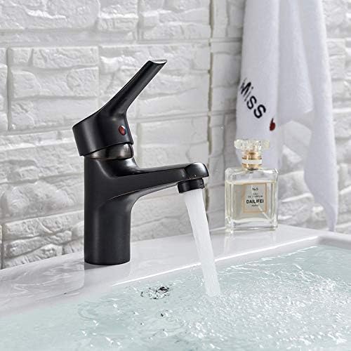 LMHAUSS Badezimmer-Waschtischarmatur, Messing, Elegantes Gefäß, Waschbecken, Wasserhahn, Mischbatterie, Schwarz, Bronze, Heiß- und Kaltwasserhahn Vigorous von LMHAUSS